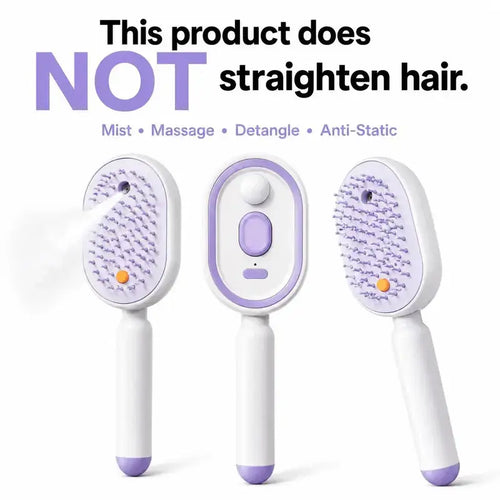 【Not Straightened】Electric Spray Air Cushion Massage Comb, Self-Cleaning Anti-Tangle Hair Brush, Anti-Static Volumizing Scalp Massage Brush for Dry Frizzy Hair Care, No Essential Oil Included