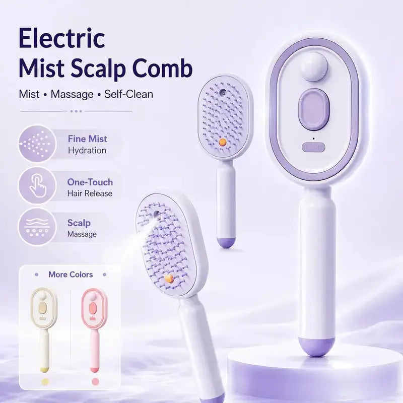 Electric mist scalp comb in three colors